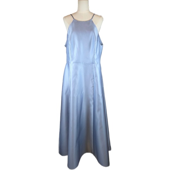 ALFRED SUNG Dresses & Skirts - Alfred Sung Size 18 Cloudy Blue Satin High Neck Gown w/Pockets